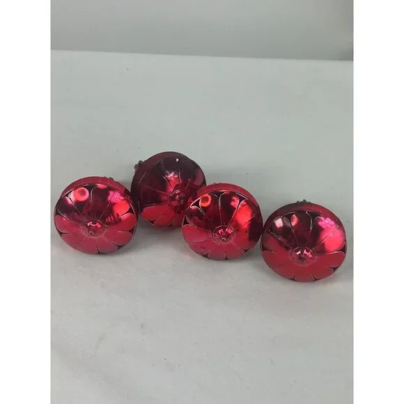 Vintage Jewel Brite Red Chrome Plastic Toy Top Christmas Ornament 3.5"